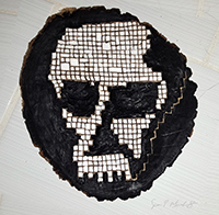 Skull B&W Wood Relief